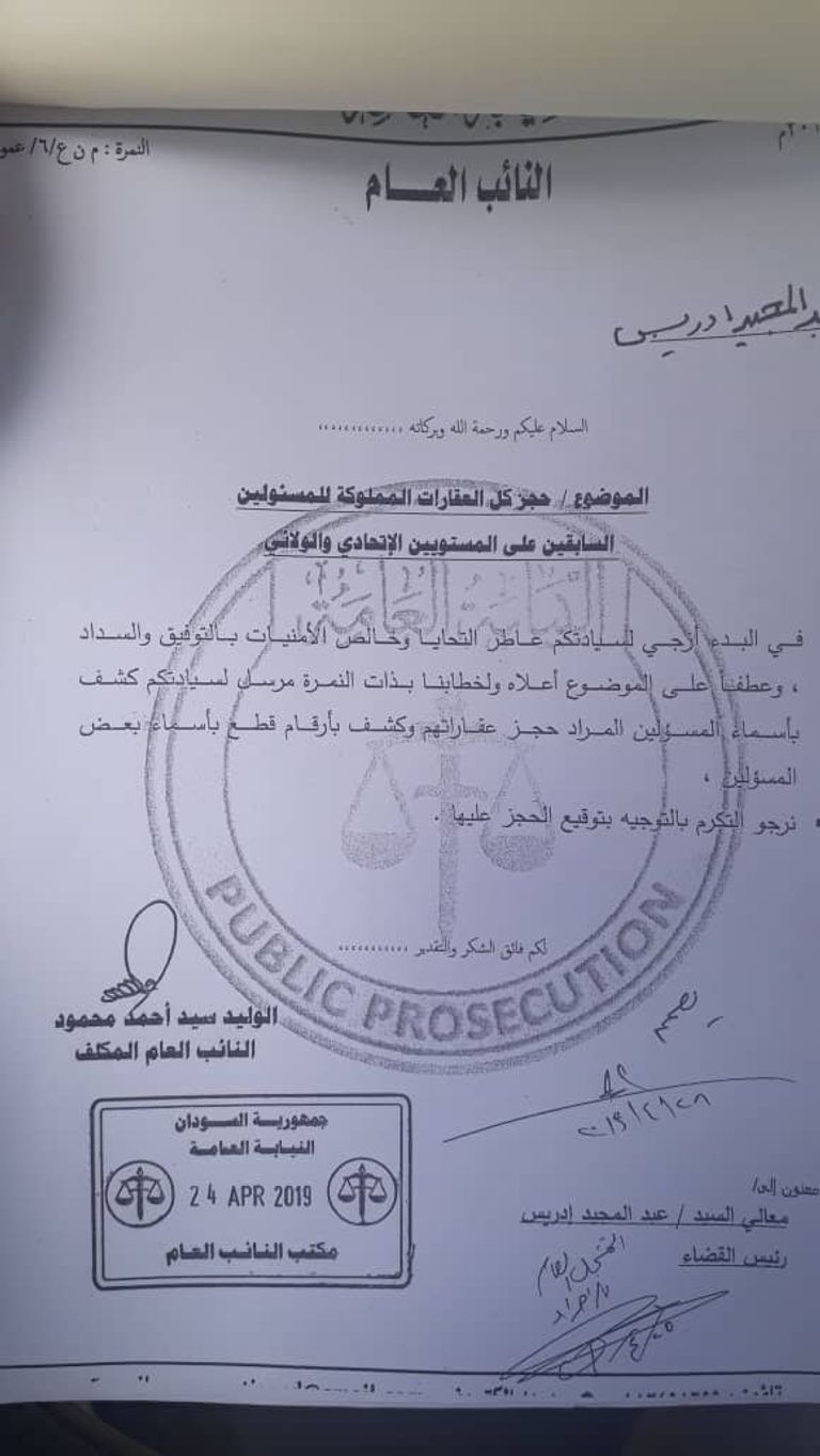 الحجز على أراضي قيادات نظام البشير الإخواني