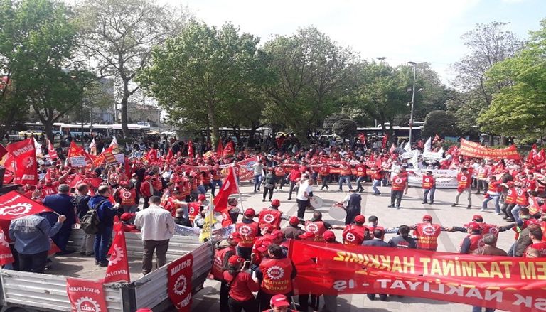 مظاهرات العمال في تركيا ضد سياسات أردوغان