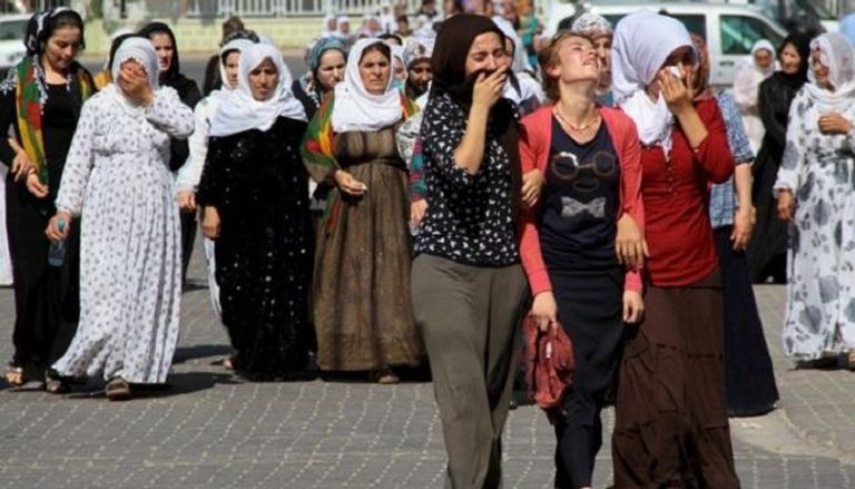 مظاهرة سابقة لنساء كرديات ضد النظام التركي عام 2015
