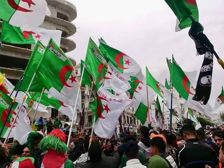 متظاهرون جزائريون يرفعون 48 علما للجزائر تمثل جميع محافظات البلاد