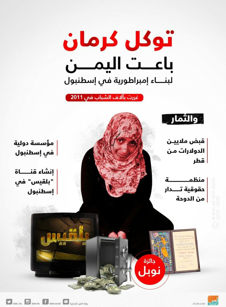 توكل كرمان بوق تنظيم الإخوان الإرهابي