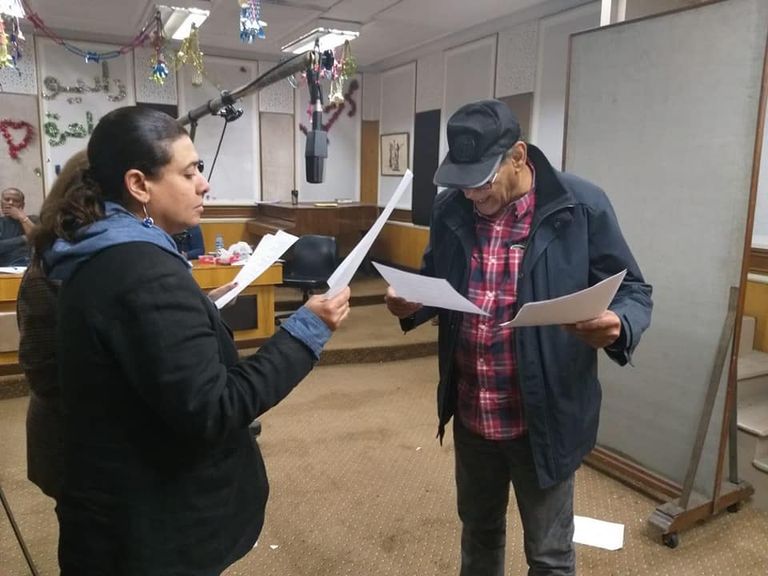 أحمد حلمي وداليا البحيري أثناء تسجيل المسلسل.