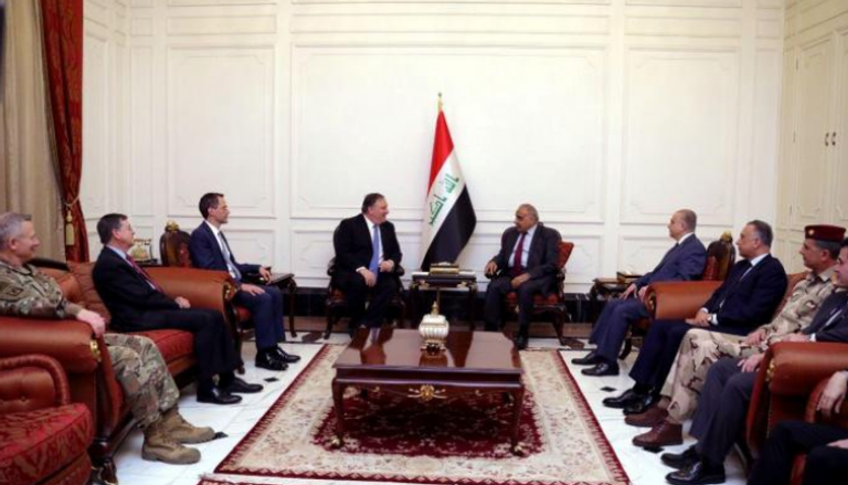 مايك بومبيو في لقاء مع رئيس وزراء العراق ومسؤولين آخرين