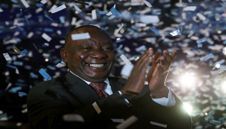  الرئيس سيريل رامافوزا بعد إعلان النتيجة