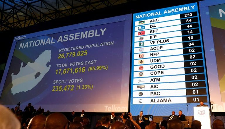 الرئيس سيريل رامافوزا بعد إعلان النتيجة