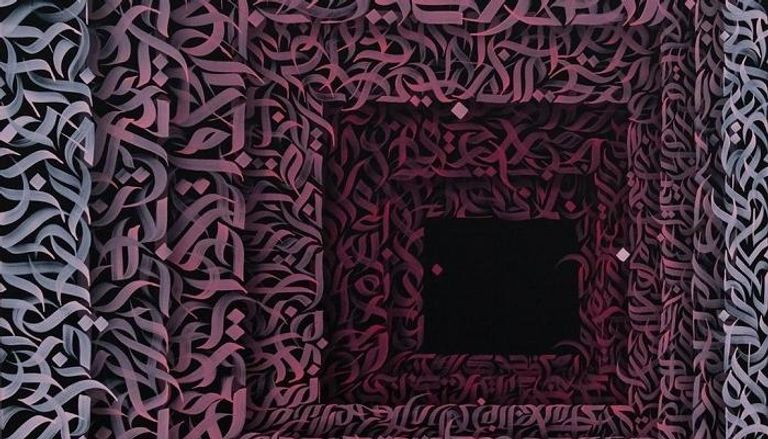  لوحة من معرض "الخط المعاصر" في دبي.