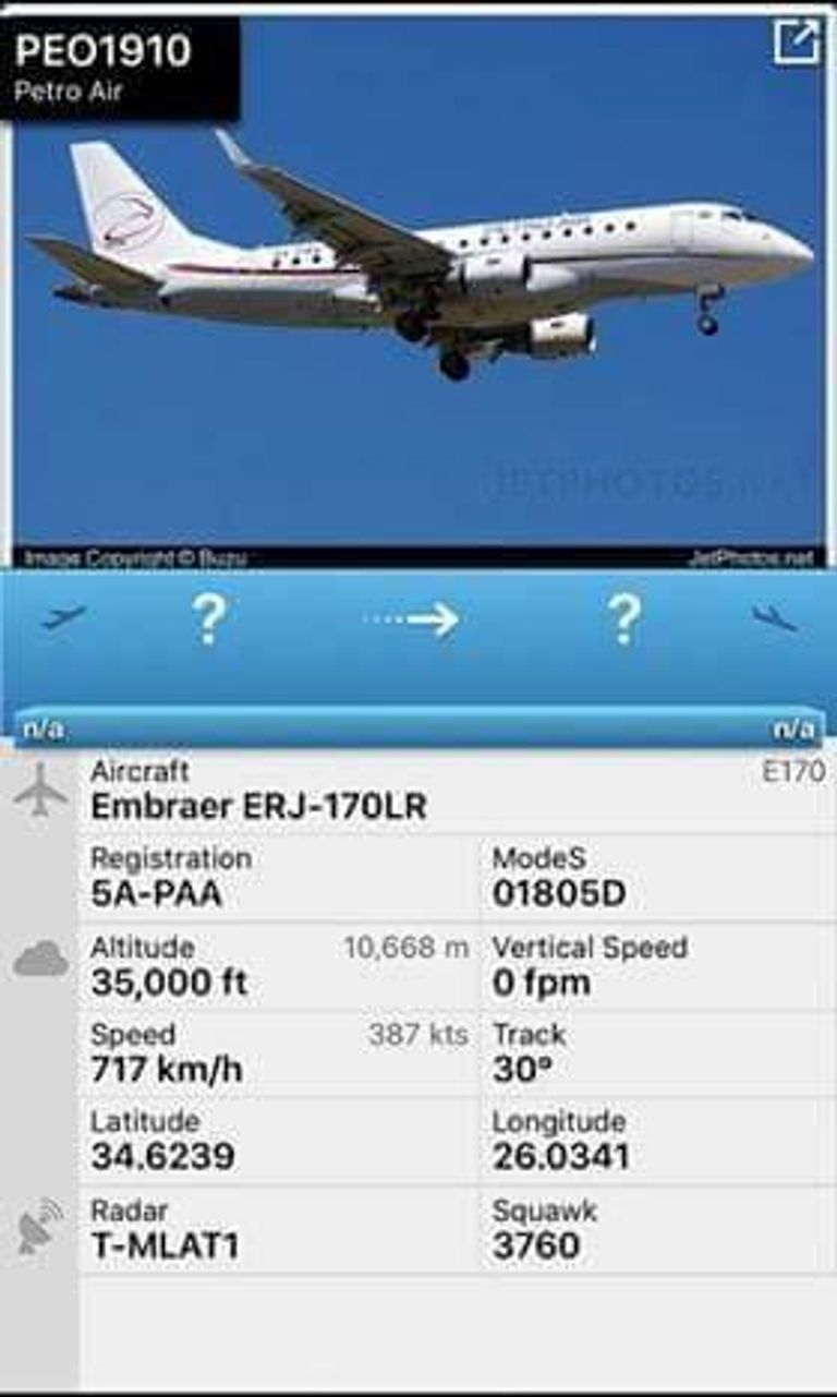 برنامج فلايت رادار يرصد طائرة الوطنية للنفط الوطنية للنفط تورطت في نقل مصابي طرابلس إلى الخارج