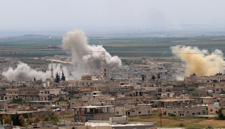 جانب من عمليات القصف في إدلب 