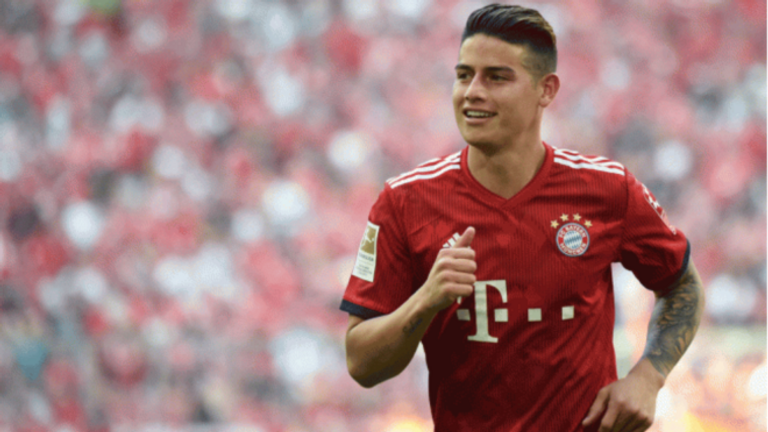 جيمس رودريجيز لاعب ريال مدريد المعار إلى بايرن ميونيخ أنطوان جريزمان نجم أتلتيكو مدريد