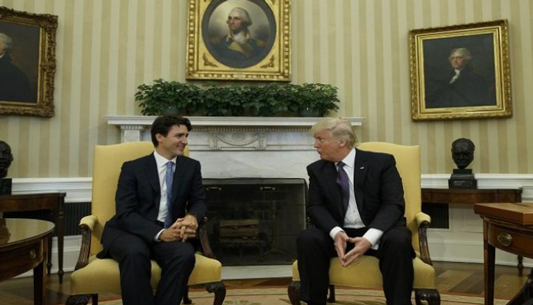لقاء سابق بين رئيس أمريكا دونالد ترامب ورئيس وزراء كندا جاستن ترودو