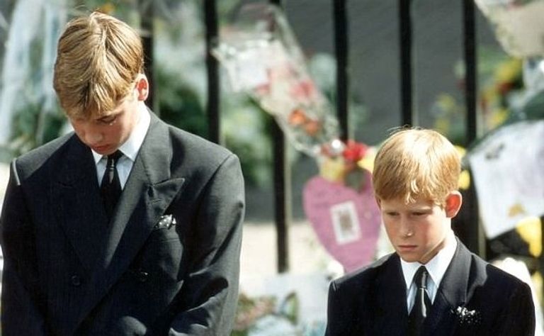 الأميرة ديانا مع ابنيْها ويليام وهاري.