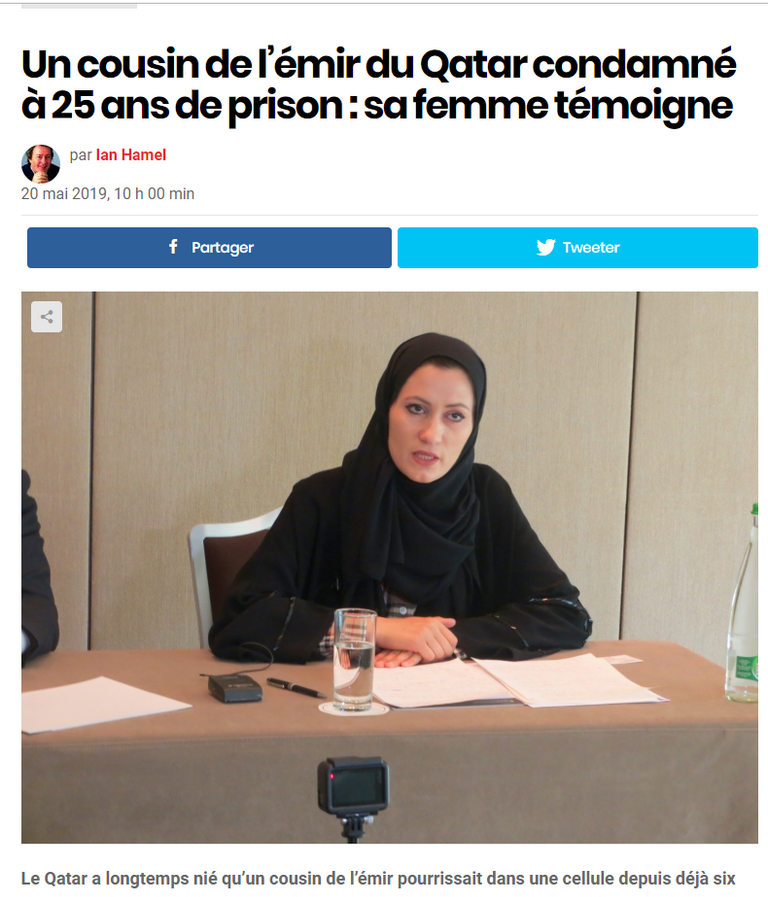 أسماء الريان زوجة الشيخ طلال آل ثاني فضحت في جنيف انتهاكات النظام القطري ضد زوجها المُعتقل في سجون الدوحة أسماء ريان زوجة الشيخ طلال آل ثاني مع أطفالها الأربعة