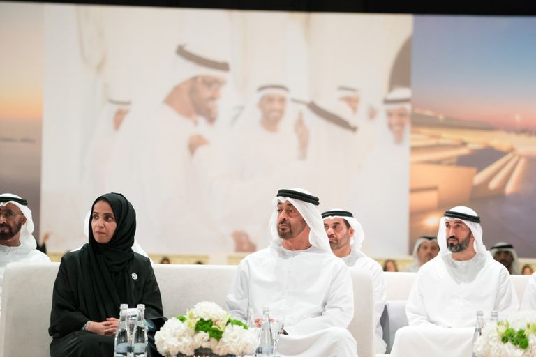 محمد بن زايد متحدثاً إلى الحضور في "برزة أبوظبي".