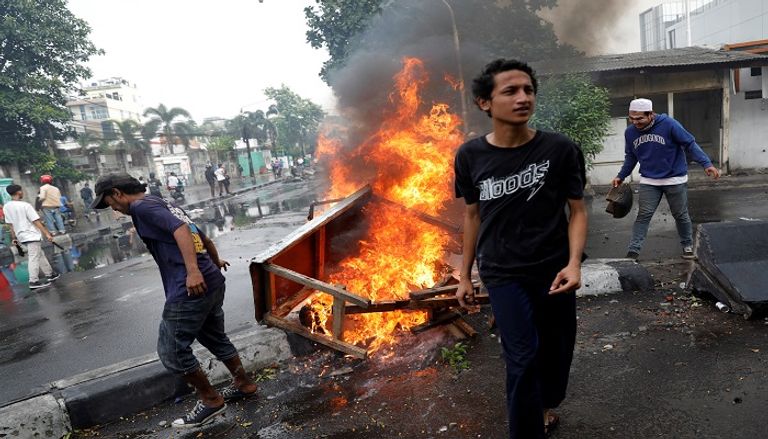 جانب من أعمال العنف في جاكرتا