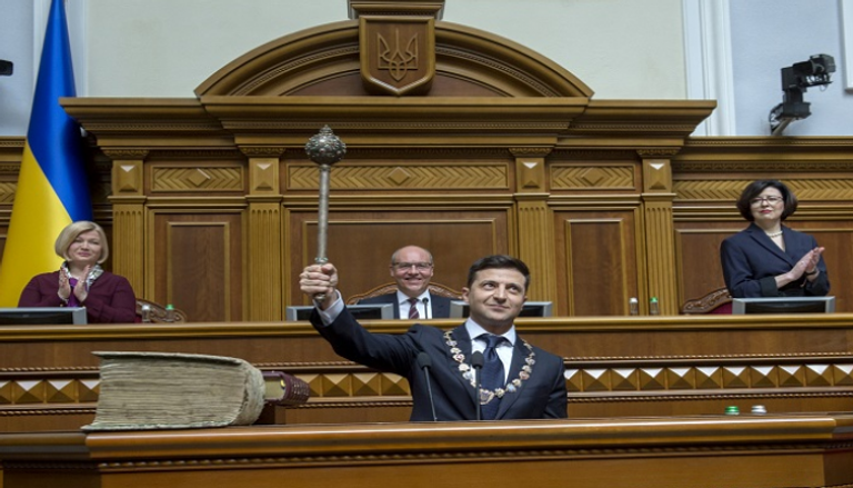 الرئيس الأوكراني الجديد فولوديمير زيلينسكي