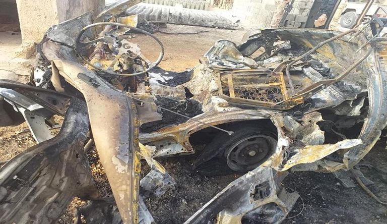 موقع انفجار السيارة المفخخة بمدينة القائم العراقية