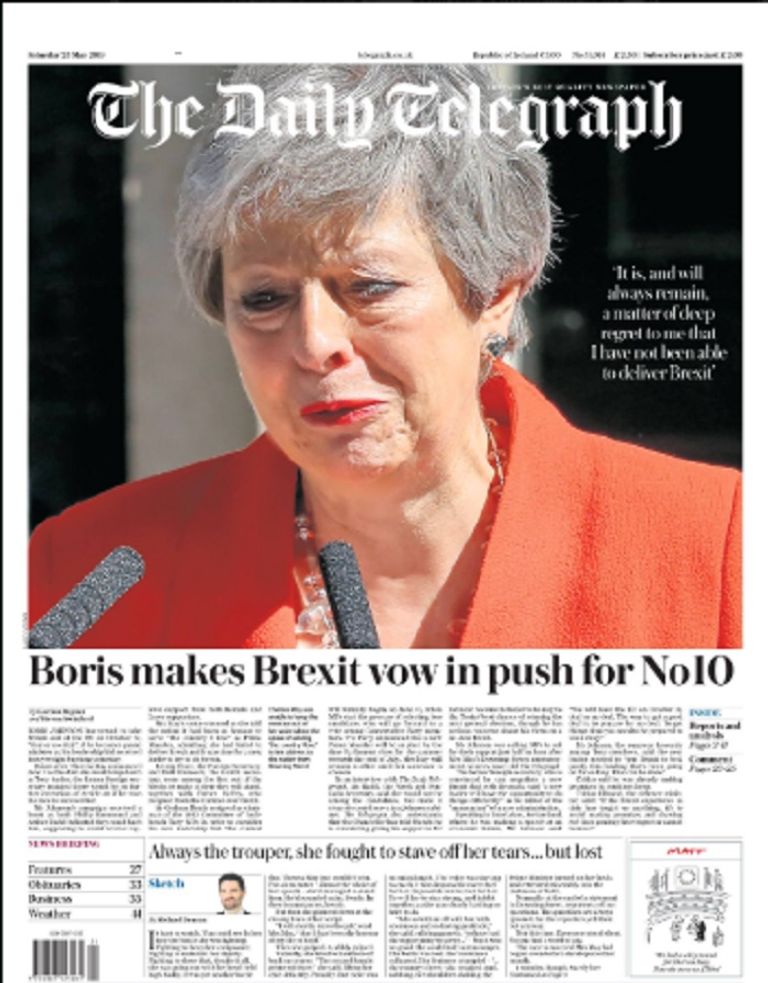 تيريزا ماي في الصحافة عقب إعلان استقالتها