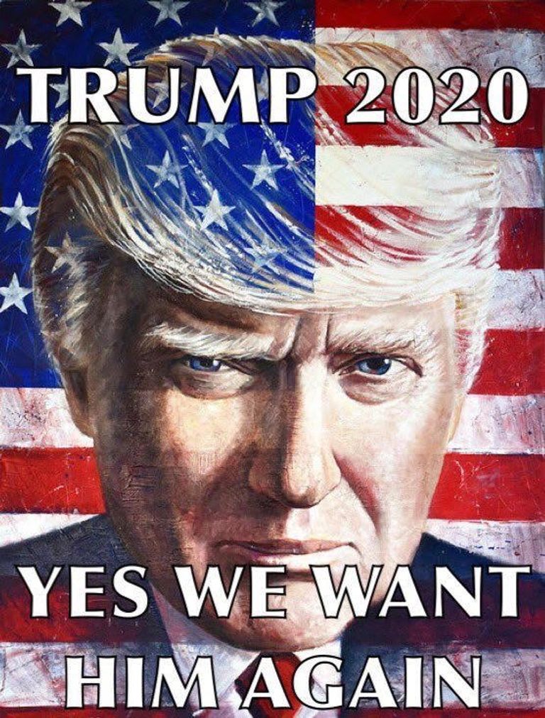 ملصق دعائي من إحدى الصفحات الداعمة لإعادة انتخاب ترامب رئيسا