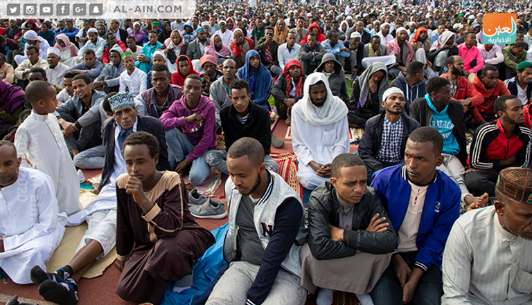 جانب من أداء صلاة العيد في استاد أديس أبابا
