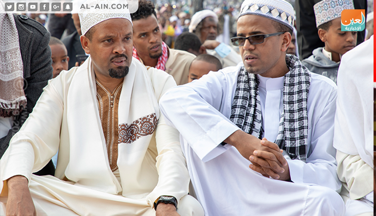جانب من أداء صلاة العيد في استاد أديس أبابا