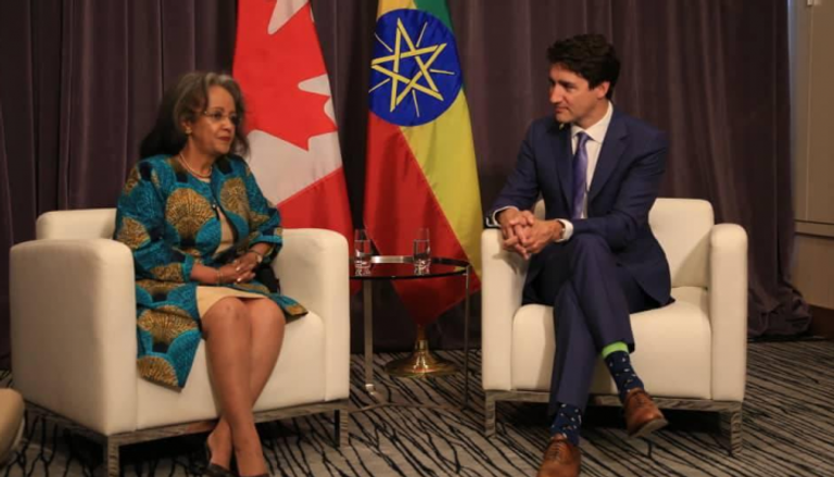 رئيسة إثيوبيا مع رئيس الوزراء الكندي