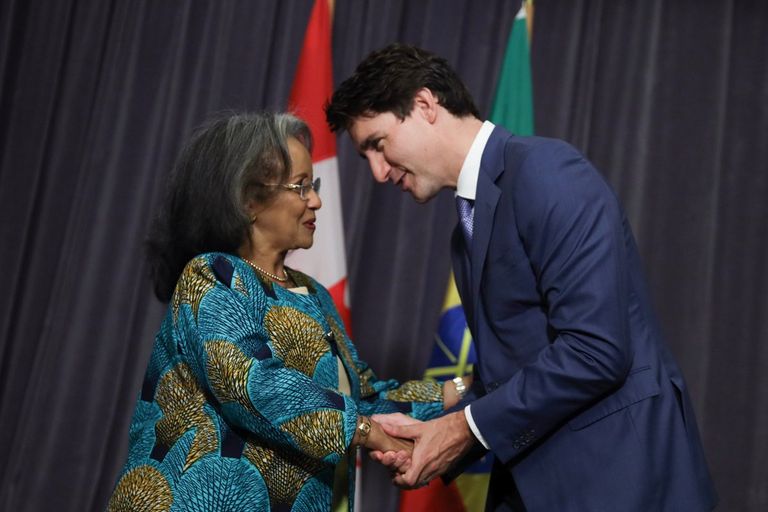 رئيسة إثيوبيا مع رئيس الوزراء الكندي