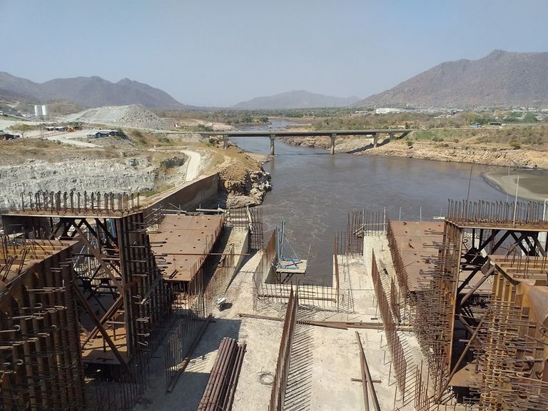 عمليات البناء في سد النهضة الإثيوبي