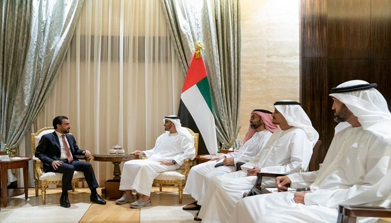 الشيخ محمد بن زايد آل نهيان ورئيس النواب العراقي خلال لقاء اليوم