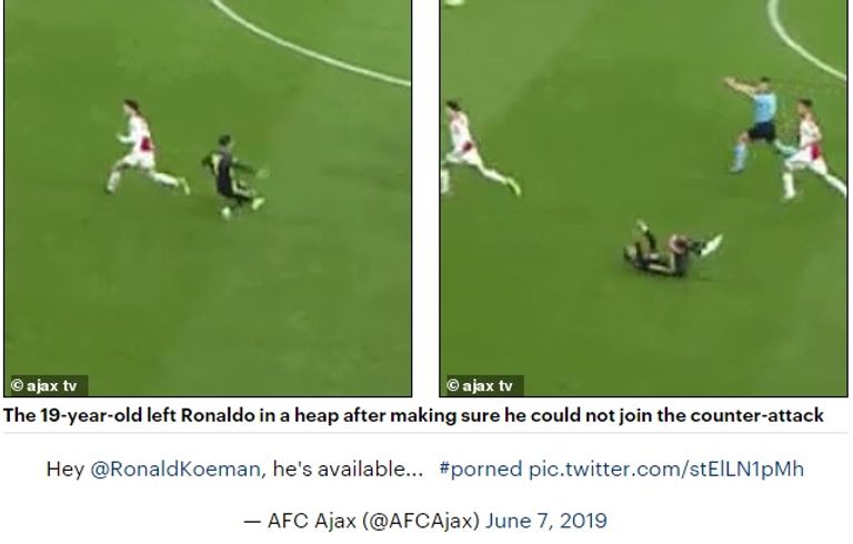 تغريدة أياكس كريستيانو رونالدو