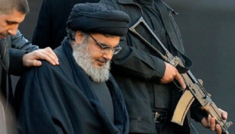 حسن نصر الله الأمين العام لحزب الله ذراع إيران الإرهابية في لبنان