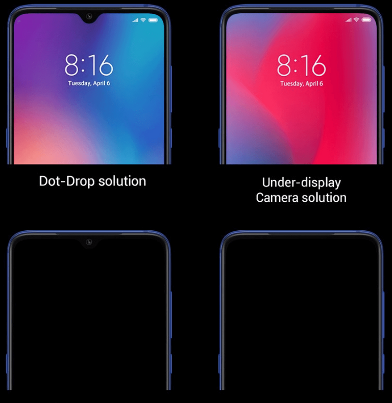 تصميم لشاشة بدون كاميرا أمامية في الأعلى