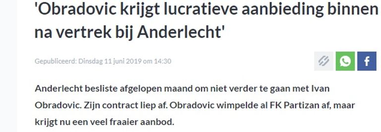 إيفان أوبرادوفيتش لاعب أندرلخت