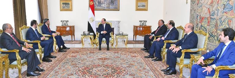 جانب من لقاء السيسي والشيخ عبدالله بن زايد