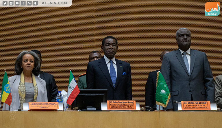 رئيسة إثيوبيا وبجوارها رئيس غينينا ورئيس مفوضية الاتحاد الأفريقي