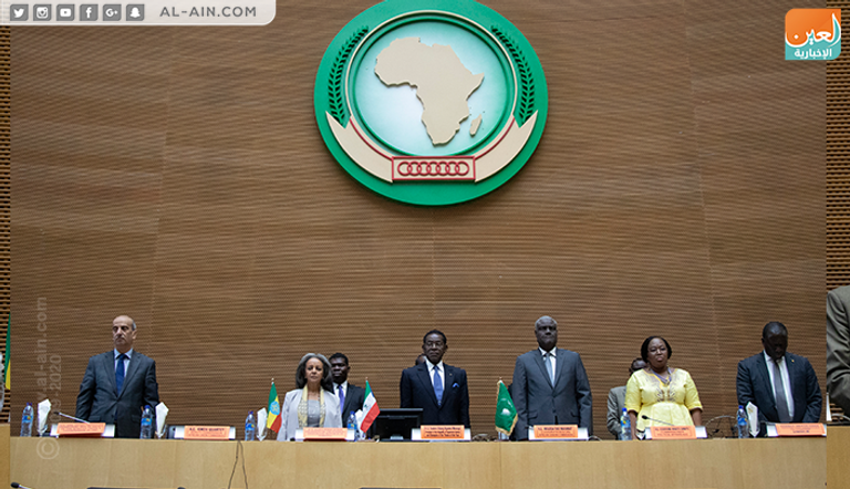 رئيسة إثيوبيا وبجوارها رئيس غينينا ورئيس مفوضية الاتحاد الأفريقي