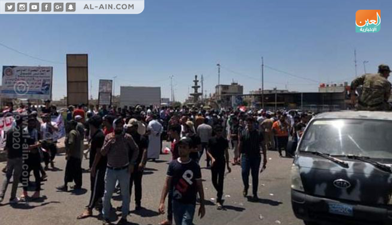 جانب من المظاهرات بمدينة البصرة