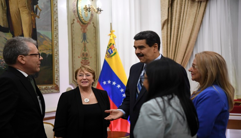 المفوضة الأممية لحقوق الإنسان ميشيل باشليه خلال لقاء الرئيس نيكولاس مادورو