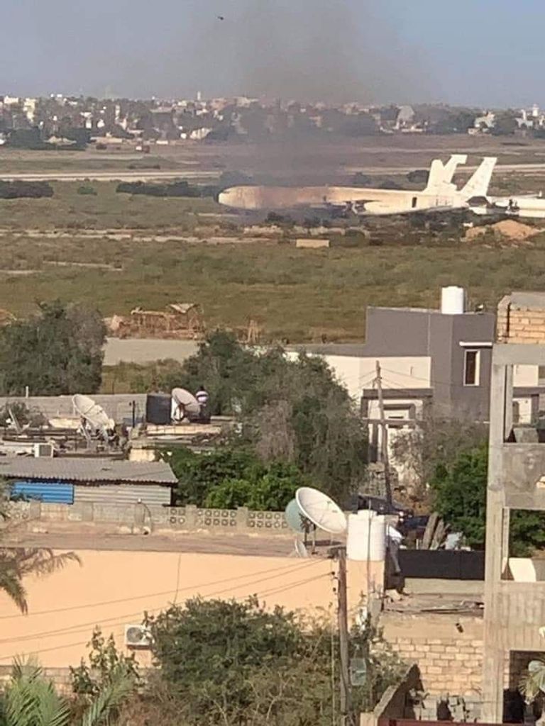 جانب من الخسائر في المطار 