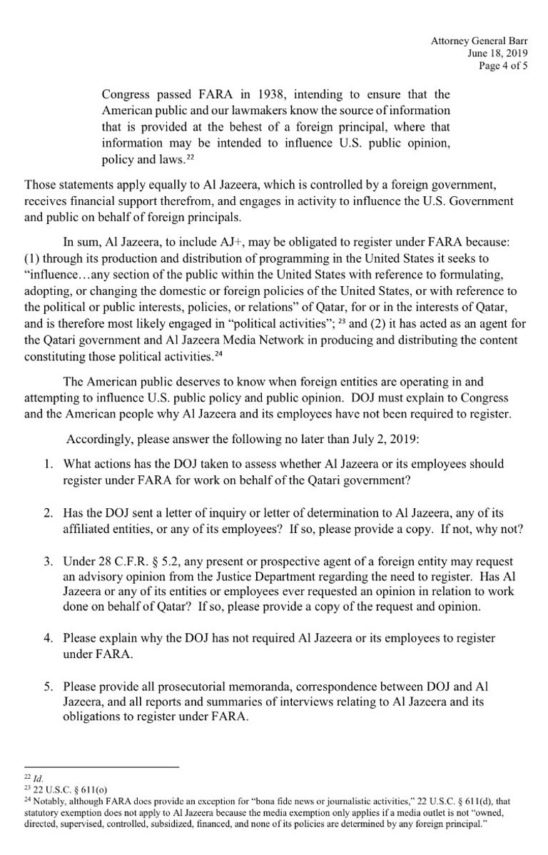 رسالة نواب الكونجرس الأمريكي لمواجهة إرهاب الجزيرة