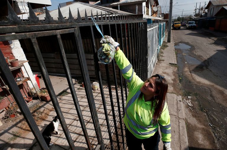 جانب من إعادة تدوير المخلفات في الحي