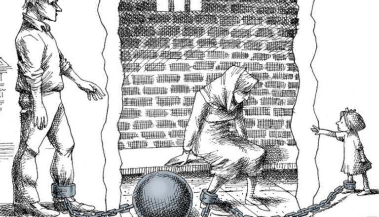 كاريكاتير لاذع ضد قمع طهران لموظفة إغاثة بريطانية