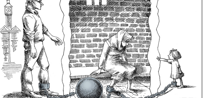 كاريكاتير لاذع ضد قمع طهران لموظفة إغاثة بريطانية