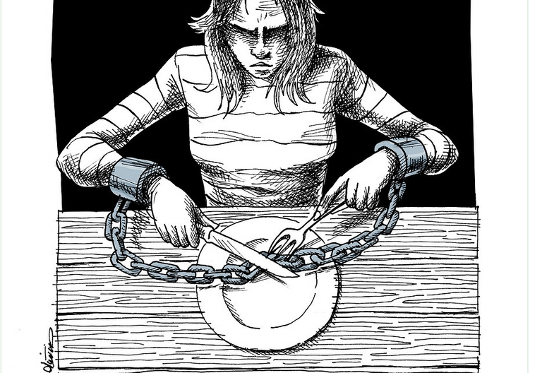 كاريكاتير لاذع ضد قمع طهران لموظفة إغاثة بريطانية