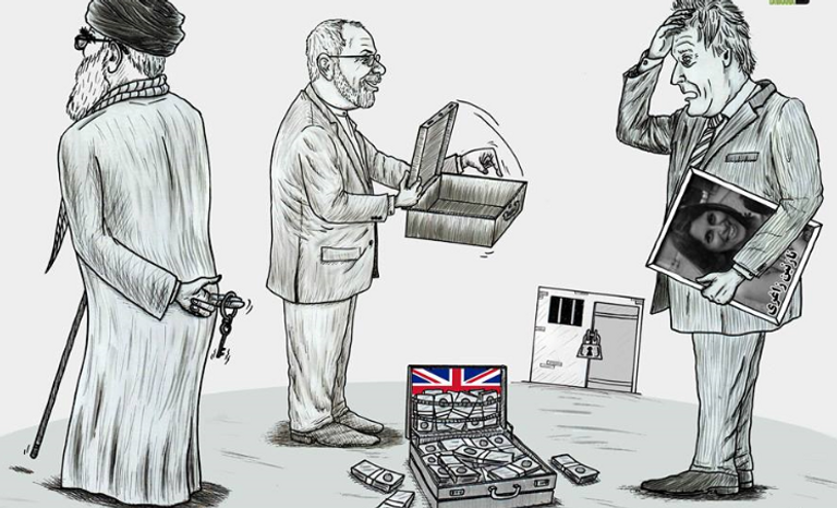 كاريكاتير لاذع ضد قمع طهران لموظفة إغاثة بريطانية