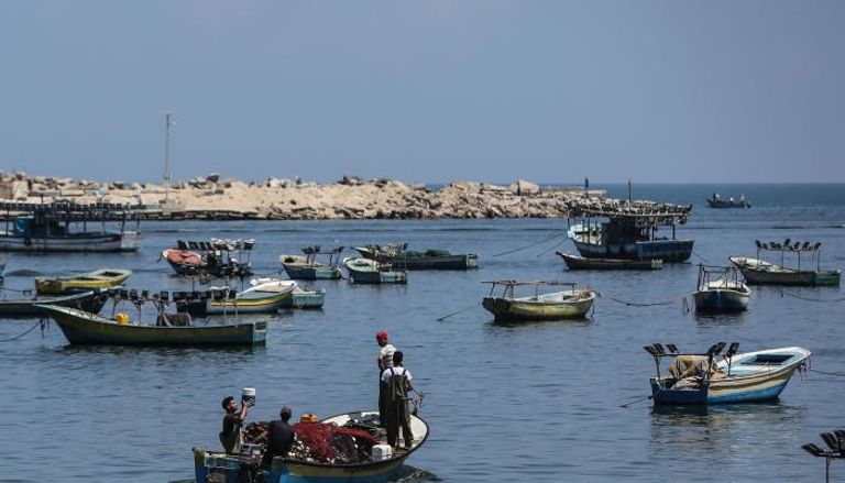 قوارب صيد في ميناء غزة 