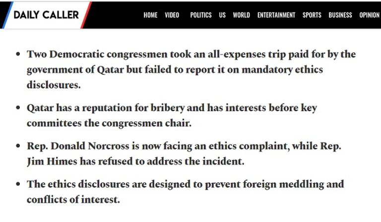 شكوى ضد نائب أمريكي بسبب الرشاوى القطرية