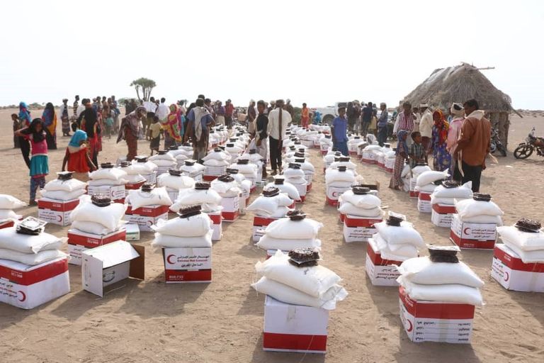 الإمارات تقدم مساعدات غذائية لأهالي الدريهمي والخوخة وموزع