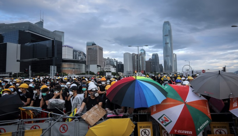 جانب من الحشود في هونج كونج