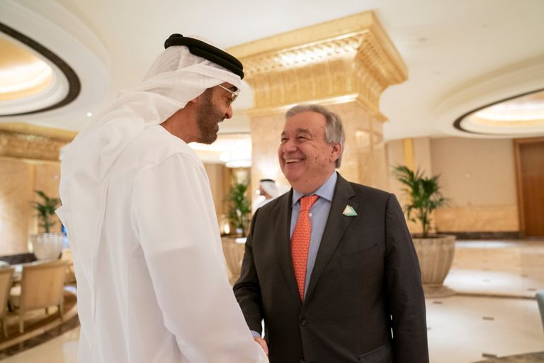 محمد بن زايد يستقبل أمين عام الأمم المتحدة
