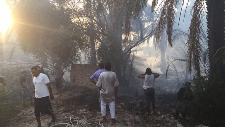 حريق في نخيل غدامس الليبية